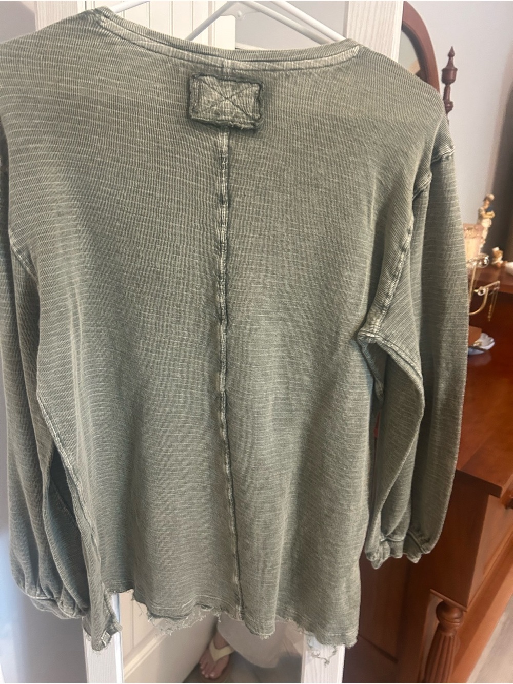 We The Free Olive Long Sleeve Ribbed Crew Top - Picture 3 of 3
